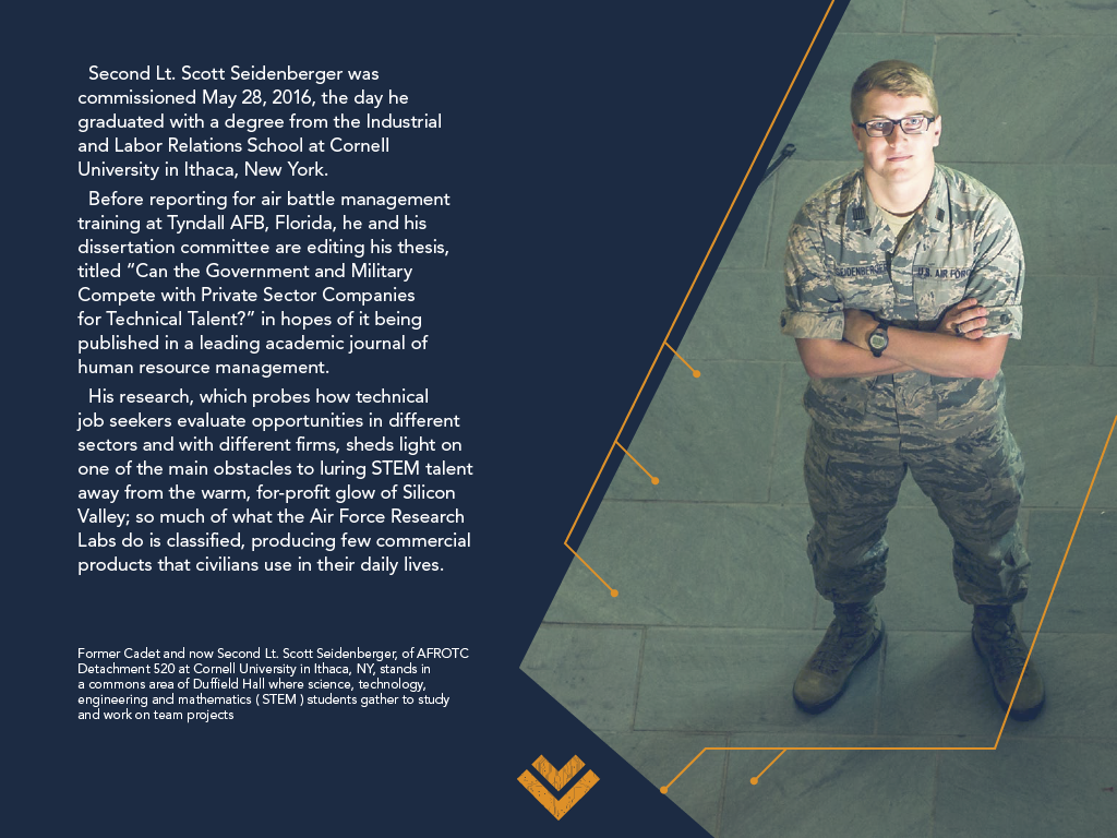 Airman Magazine spread highlighting talent competition messaging against private-sector recruiting.
