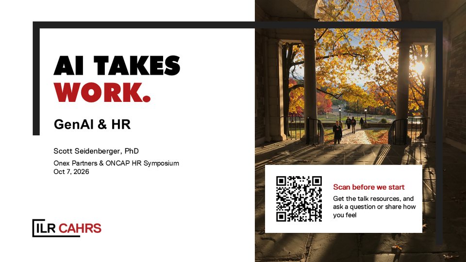 Cover slide: AI Takes Work, GenAI and HR.